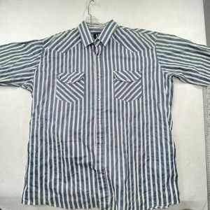 Rock Creek Ranch Mens Big Size 4X Blue Striped Pearl Snap Button Down‎ Shirt